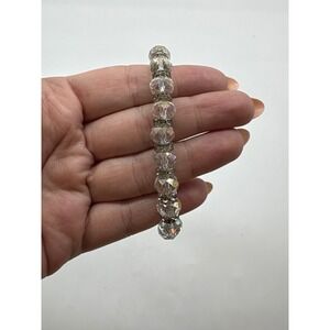 Vintage Silver Clear AB Crystal Stretch Bracelet Rhinestone Spacers Sparkle J211